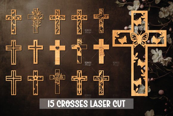 15 Christian Cross Silhouette, Laser Cut for Home Decor