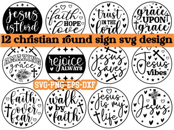Christian Round Sign SVG Bundle for Crafts