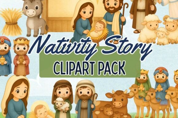 Cute Nativity Clipart Bundle: Festive Illustrations for Digital Sellers
