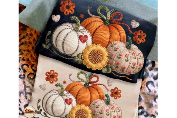 Faux Yarn Pumpkin PNG, Floral Pumpkin — T-Shirt Designs