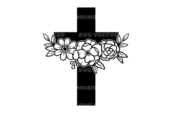 Floral Christian Cross SVG for Crafts