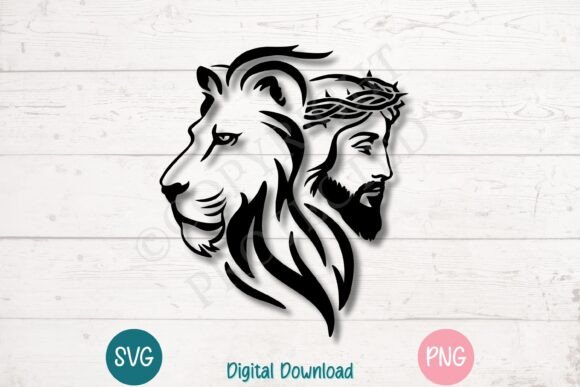 Lion and Jesus Christian SVG PNG for Crafts