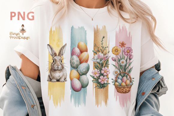 Pastel Brush Stroke Easter Clipart PNG Illustrations
