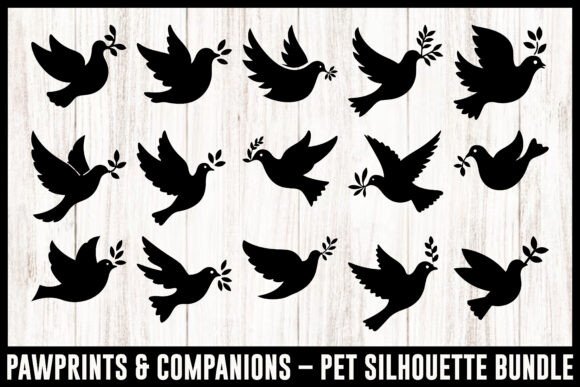 Peace Doves Silhouette Vector Bundle for Crafts