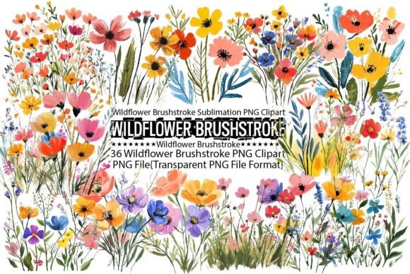 Wildflower Brushstroke Sublimation Print Templates