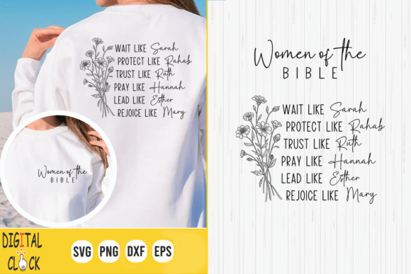 Women of the Bible Floral SVG for T-Shirt Designs
