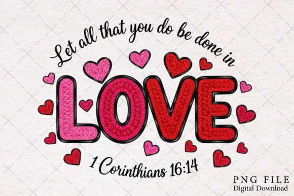 Yarn Crochet Jesus Valentine PNG Illustrations